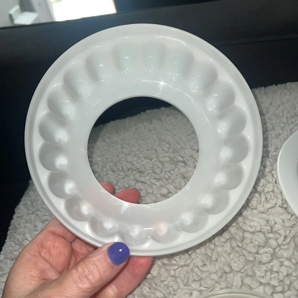 Vintage Tupperware white/clear Jello Mold - 3-piece set , flower shape